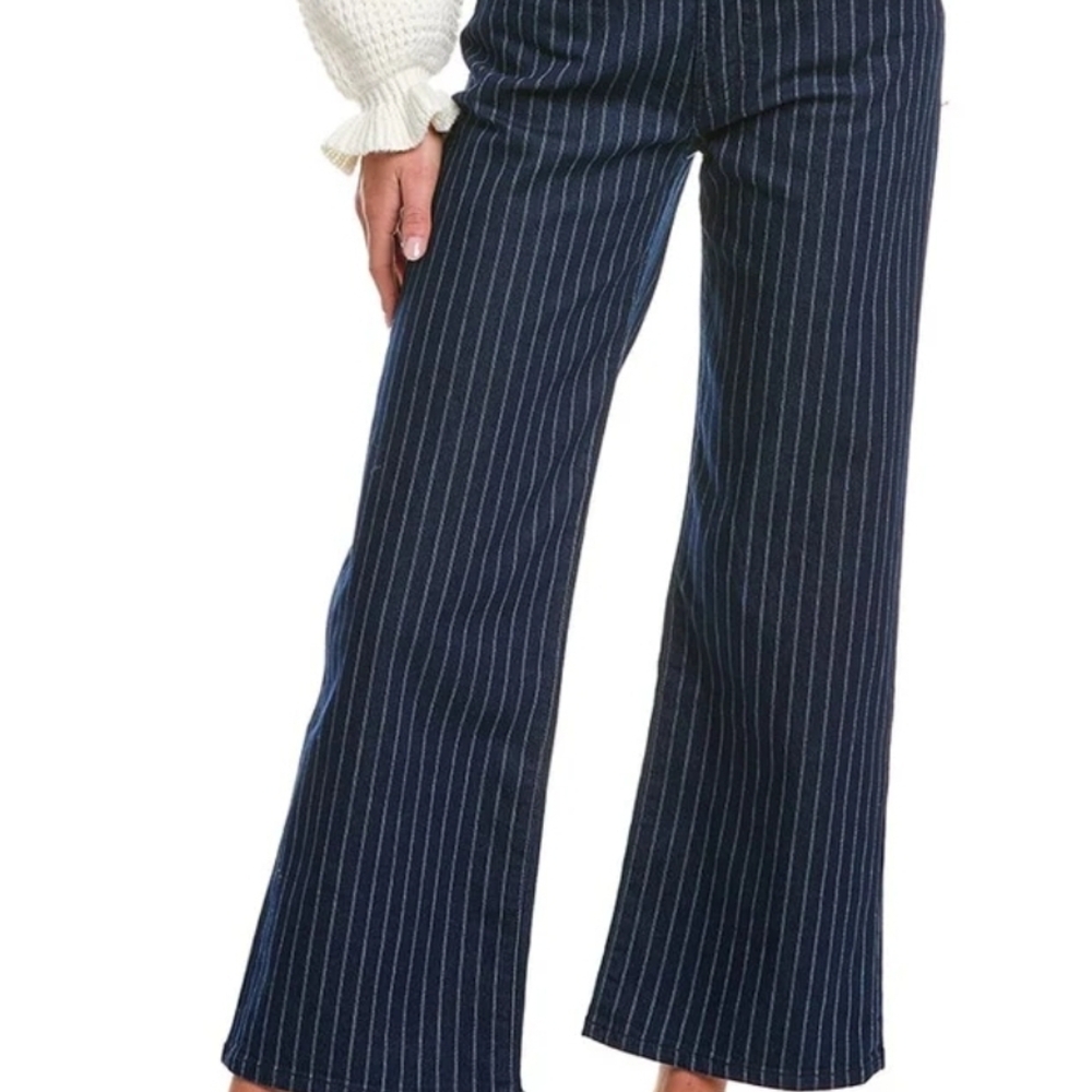 Hudson 'Winona' High Rise Wide Leg, Navy W/ White Pinstripe Jean